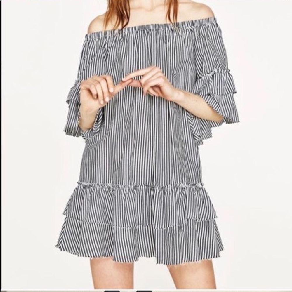 Zara Off the Shoulder Stripe Dress - Picture 10 of 10